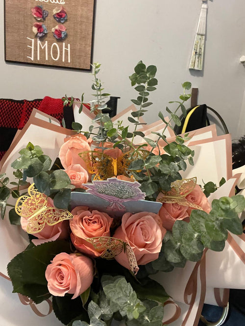 Butterfly Blush Rose Bouquet