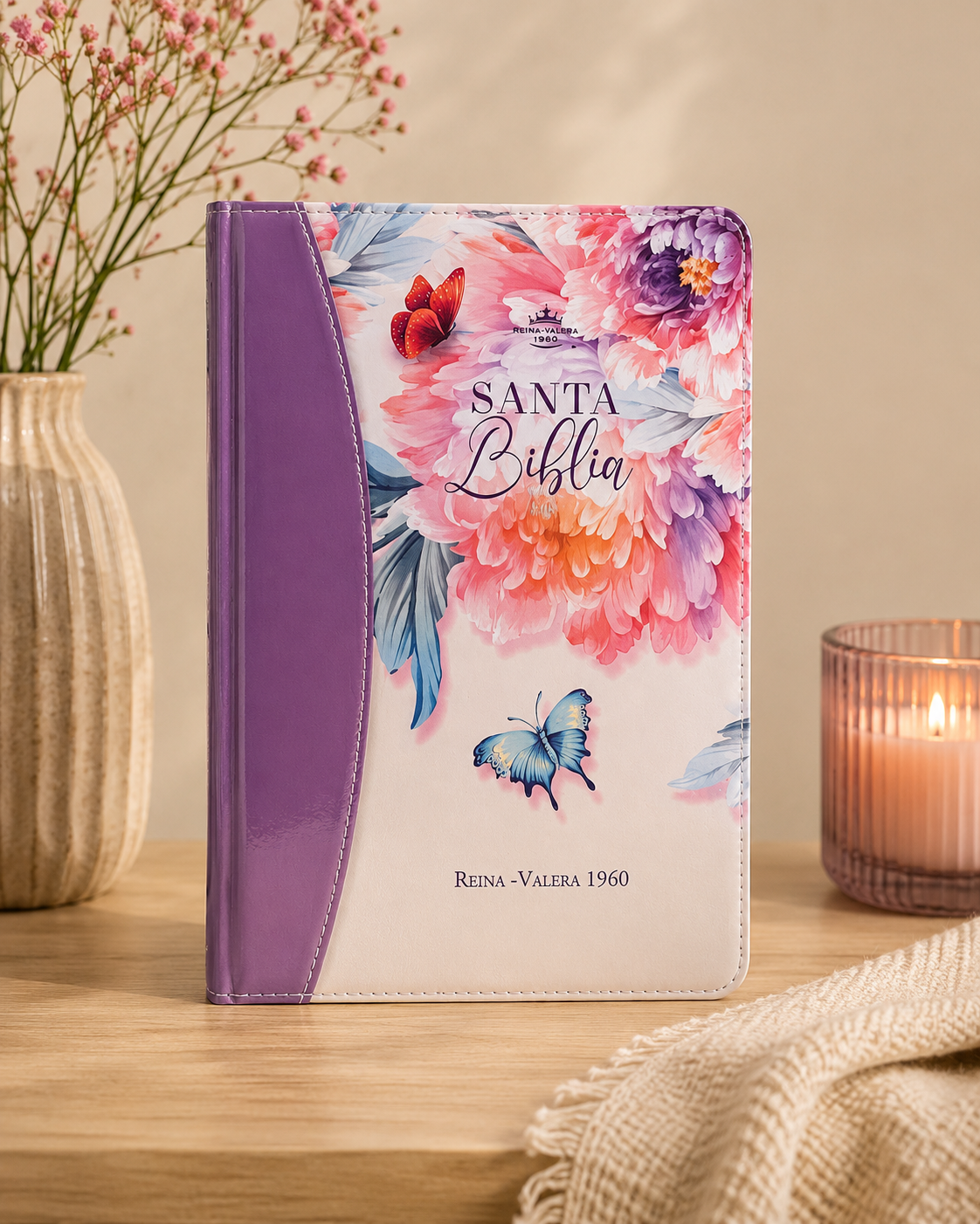 Reina Valera 1960 Biblia letra grande 14 puntos -Flor y Mariposa